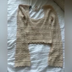 Hollister Crochet Knit Crop Top; Light Beige